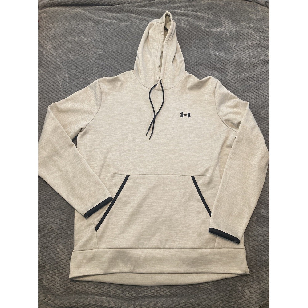 Mens Under Armour Hoodie Pullover Sweatshirt - Beige - Size Medium